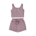 Lioraitiin 0-8Years Kid Girls 2Pcs Pants Suit Sleeveless Knitting