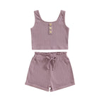 Lioraitiin 0-8Years Kid Girls 2Pcs Pants Suit Sleeveless Knitting