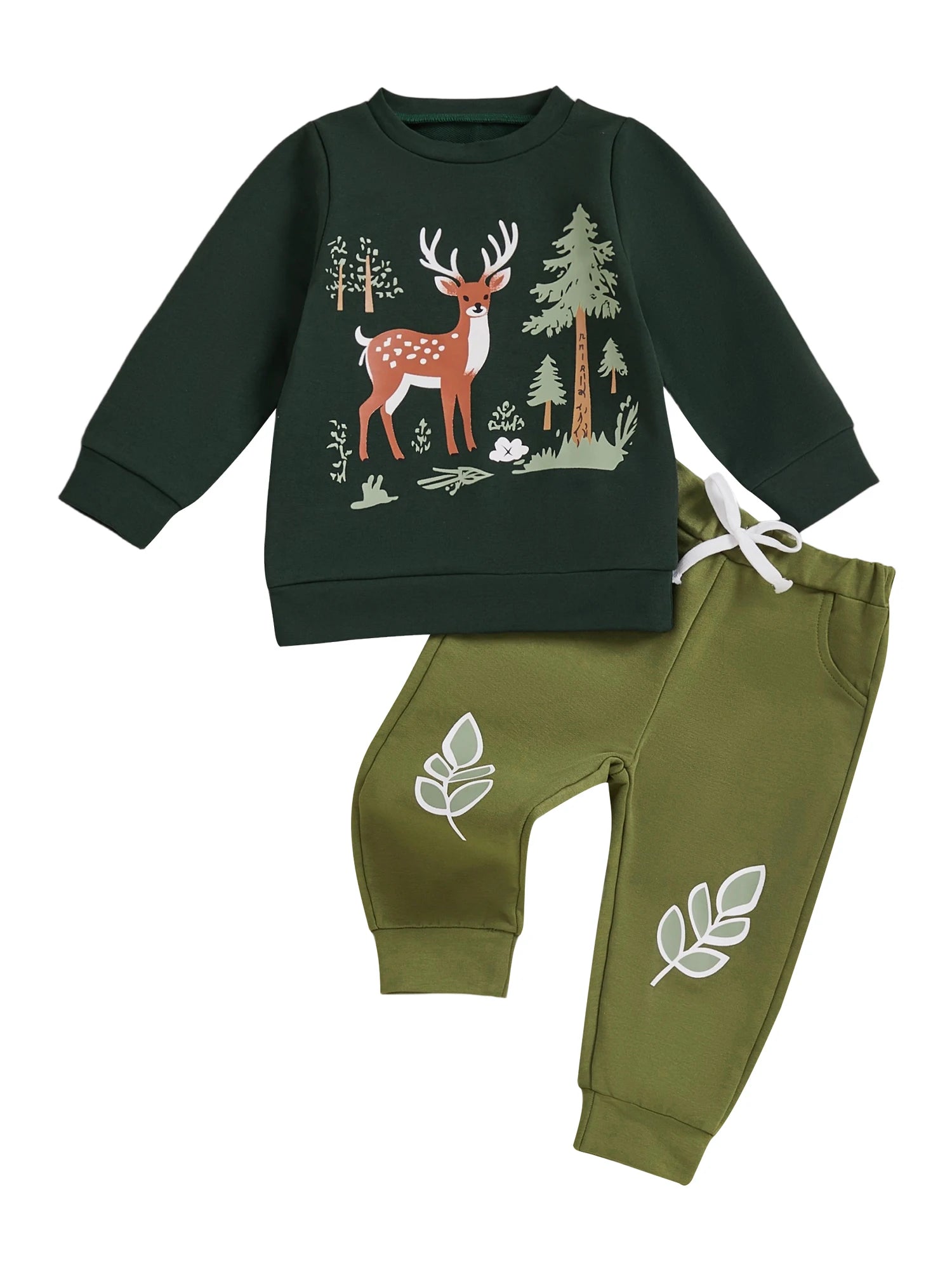 Lioraitiin Toddler Boy Christmas Reindeer Tree Print Long Sleeve