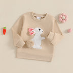 Lioraitiin Toddler Girls Boys Sweatshirts Easter Rabbit Embroidered