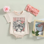 Lioraitiin 0-18M Infant Baby Girl 2Pcs Bodysuit Short Sleeve Letters