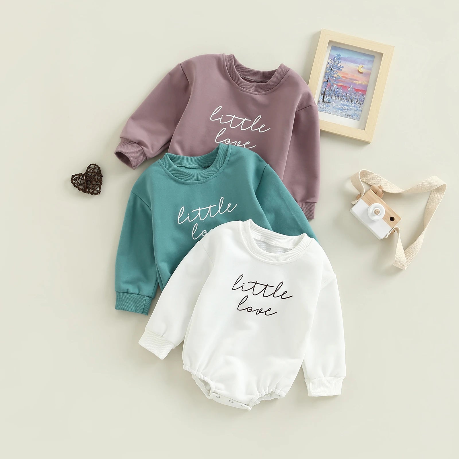 Lioraitiin 0-18M Newborn Infant Baby Girl Boy Bodysuit Long Sleeve