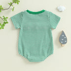 Lioraitiin Baby Girls Boys Rompers Waffle Truck Embroidery Stripe