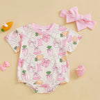 Lioraitiin 0-18M Baby Girl Easter Outfit Short Sleeve Crew Neck