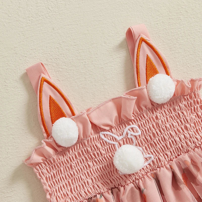 Lioraitiin Toddler Girls Easter Dress Rabbit Carrot Print Sleeveless