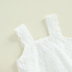 Lioraitiin Toddler Girl Eyelet Embroidery Cami Tops+Elastic Waist