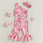 Lioraitiin 0-4Years Toddler Girls 3Pcs Outfit Sets Sleeveless One