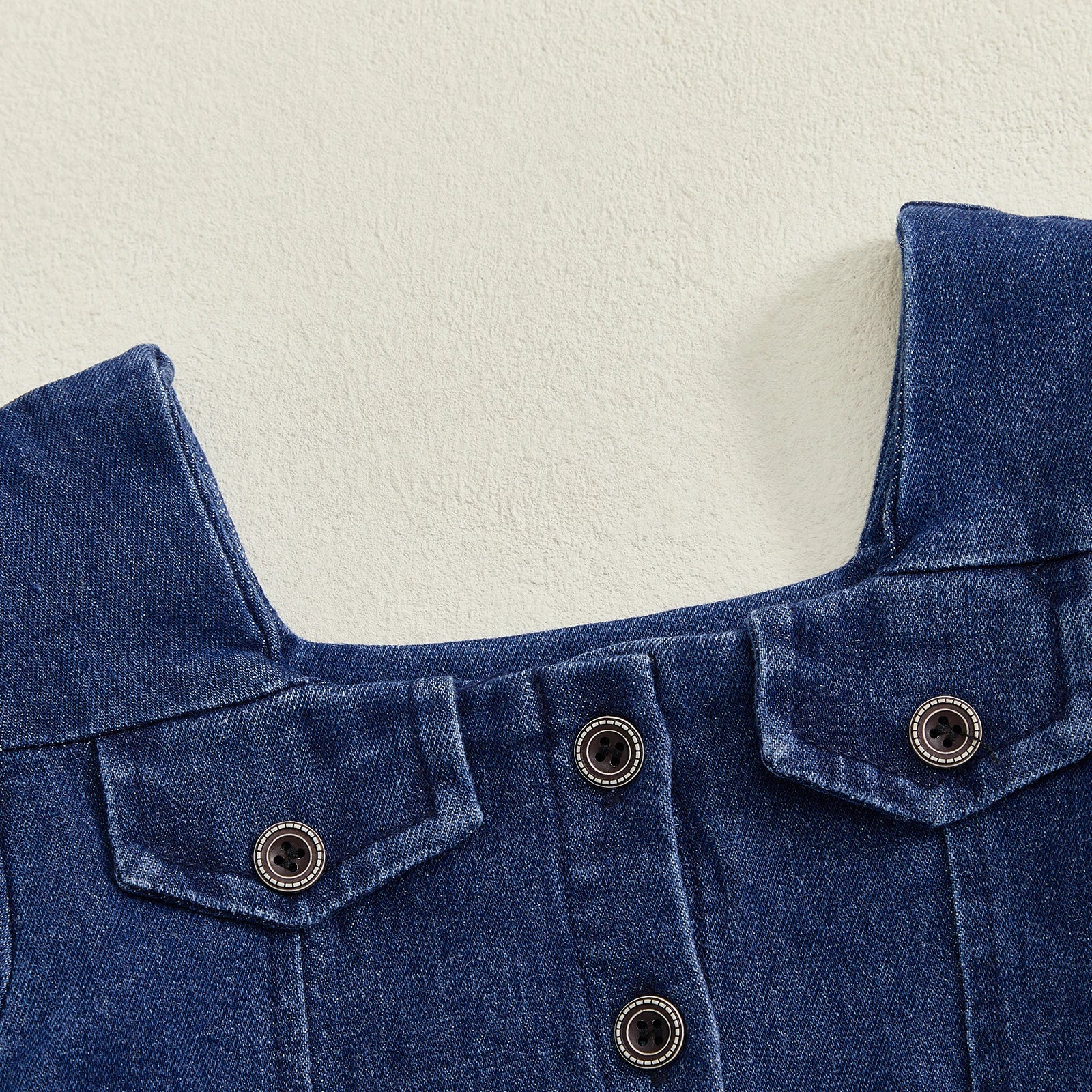 Lioraitiin Toddler Baby Girl Denim Dress Long Puff Sleeve Button Down