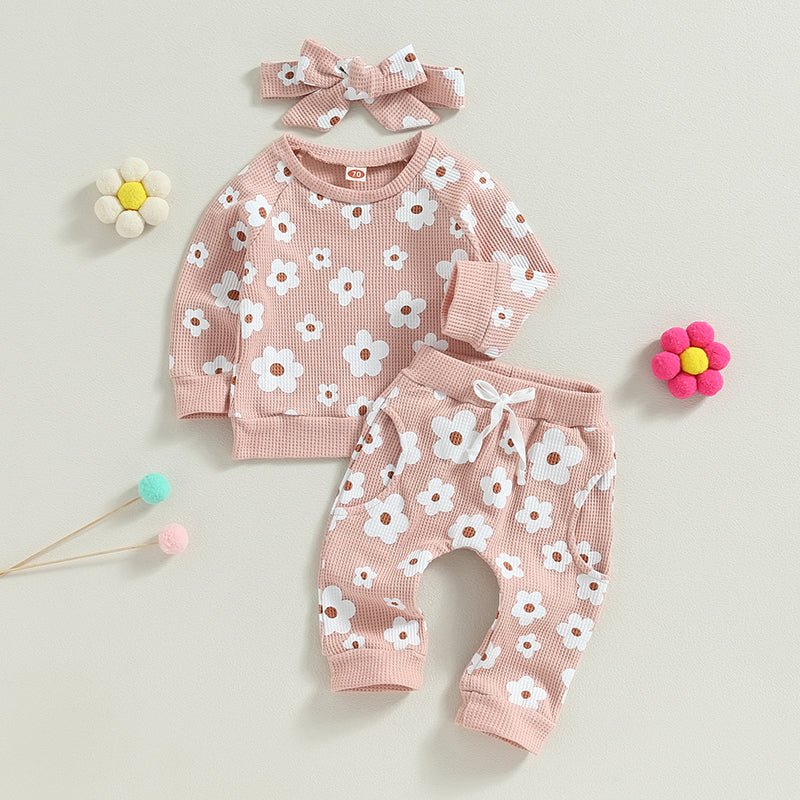 Lioraitiin Infant Baby Girl 2Pcs Set Flower Print Long Sleeve