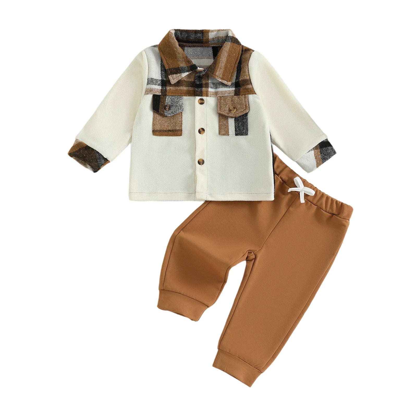 Lioraitiin Toddler Baby Boy Outfit Plaid Button up Long Sleeve Shirt