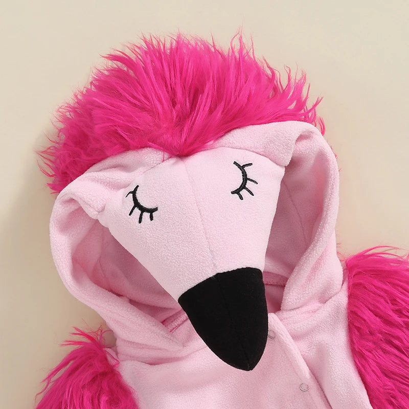 Lioraitiin 0-24M Newborn Baby Girl Flamingo Costume Fuzzy Long Sleeve