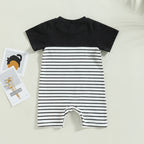 Lioraitiin 0-18M Baby Boys Romper Short Sleeve Crew Neck Striped