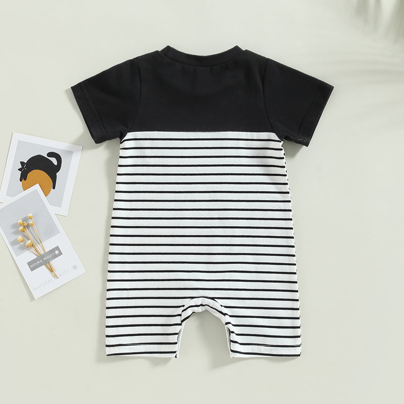 Lioraitiin 0-18M Baby Boys Romper Short Sleeve Crew Neck Striped