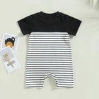 Lioraitiin 0-18M Baby Boys Romper Short Sleeve Crew Neck Striped