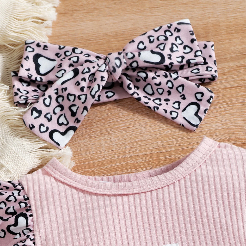Lioraitiin 0-18M Newborn Infant 2Pcs Baby Girls Outfit Letter Leopard
