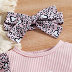 Lioraitiin 0-18M Newborn Infant 2Pcs Baby Girls Outfit Letter Leopard