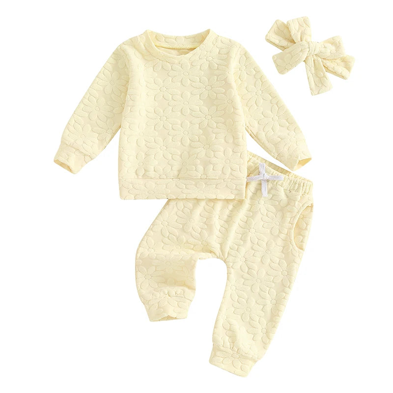 Lioraitiin Toddler Girl Outfit Daisy Embroidery Long Sleeve