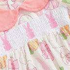 Lioraitiin Baby Girls Rompers Easter Rabbit Easter Eggs Print Doll