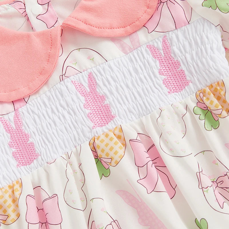 Lioraitiin Baby Girls Rompers Easter Rabbit Easter Eggs Print Doll