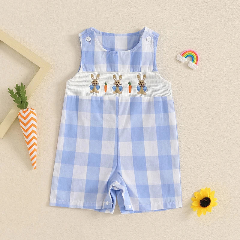 Lioraitiin Newborn Baby Girls Easter Romper Bunny Carrot Embroidery