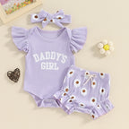 Lioraitiin 0-18M Baby Girls Shorts Sets Flying Sleeve Letter Print