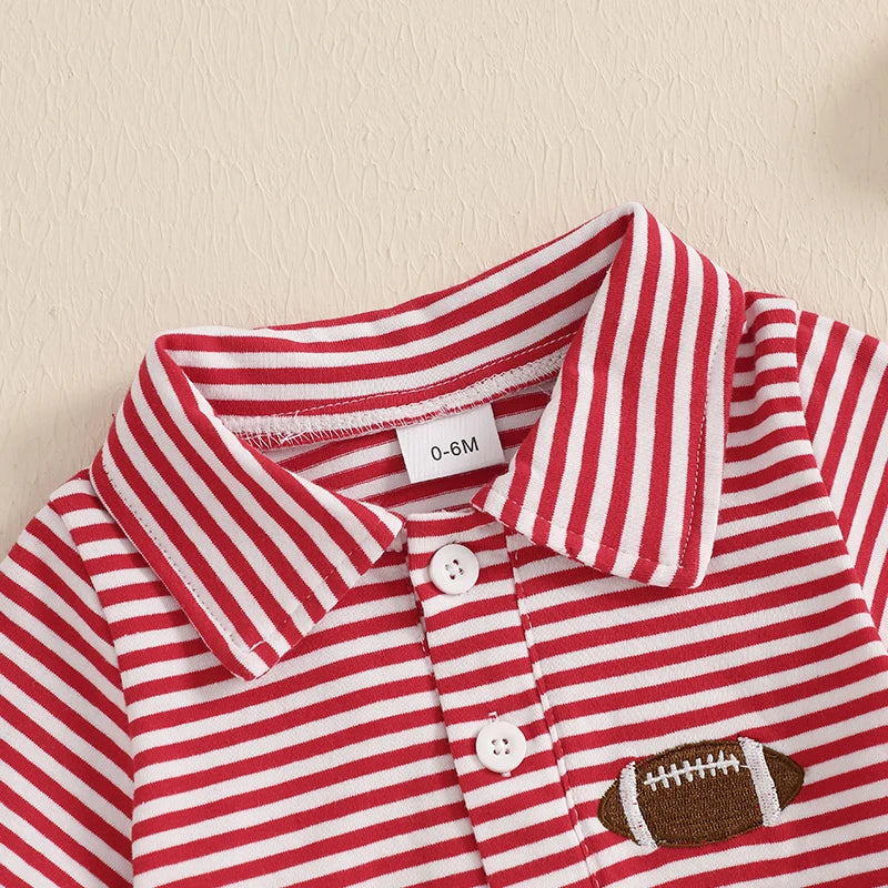 Lioraitiin Toddler Baby Boy Short Sleeve Football Embroidery T-Shirt