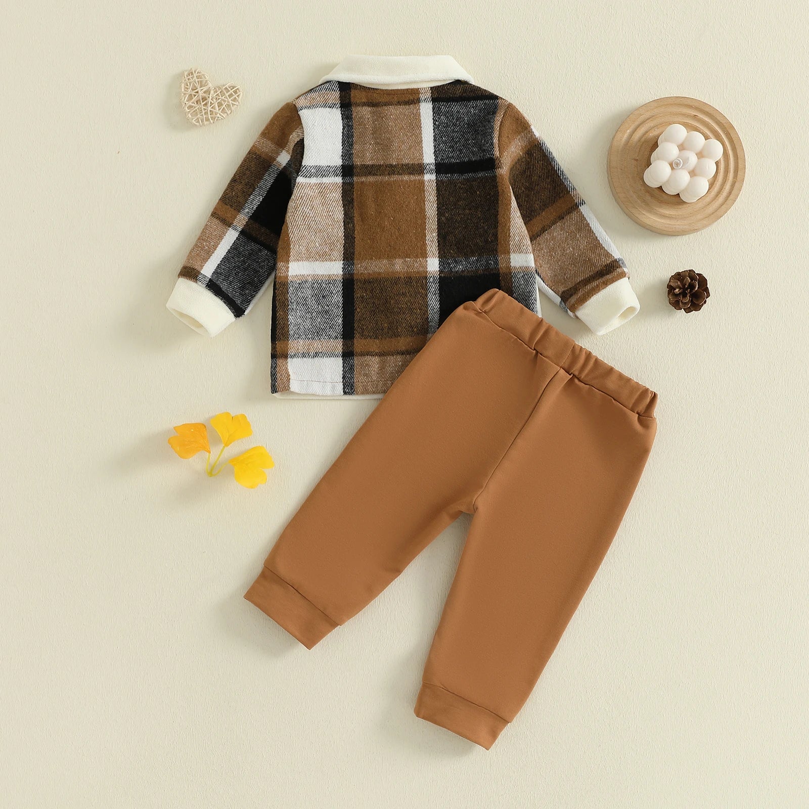 Lioraitiin Toddler Baby Boy Outfit Plaid Button up Long Sleeve Shirt