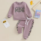Lioraitiin 0-3Y Newborn Baby Girls Set Letter & Leopard Print Long