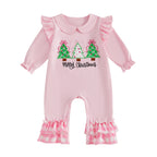 Lioraitiin Baby Girl Christmas Romper Long Sleeve Doll Collar