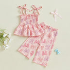 Lioraitiin Toddler Kid Baby Girl Set Sleeveless Lacing Strap Camisole
