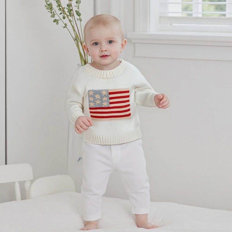 Lioraitiin Kids Baby Girls Boys 4th of July Sweater US Flag Pattern