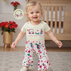 Lioraitiin Baby Girls Outfit Golf Print Short Sleeves Romper and