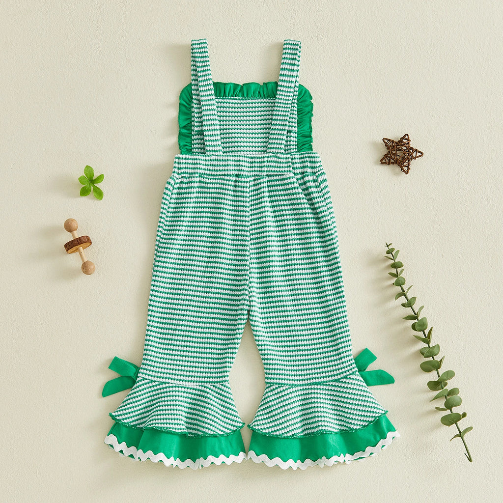 Lioraitiin ï»¿Little Girls Overalls Adorable Duck Embroidery Striped