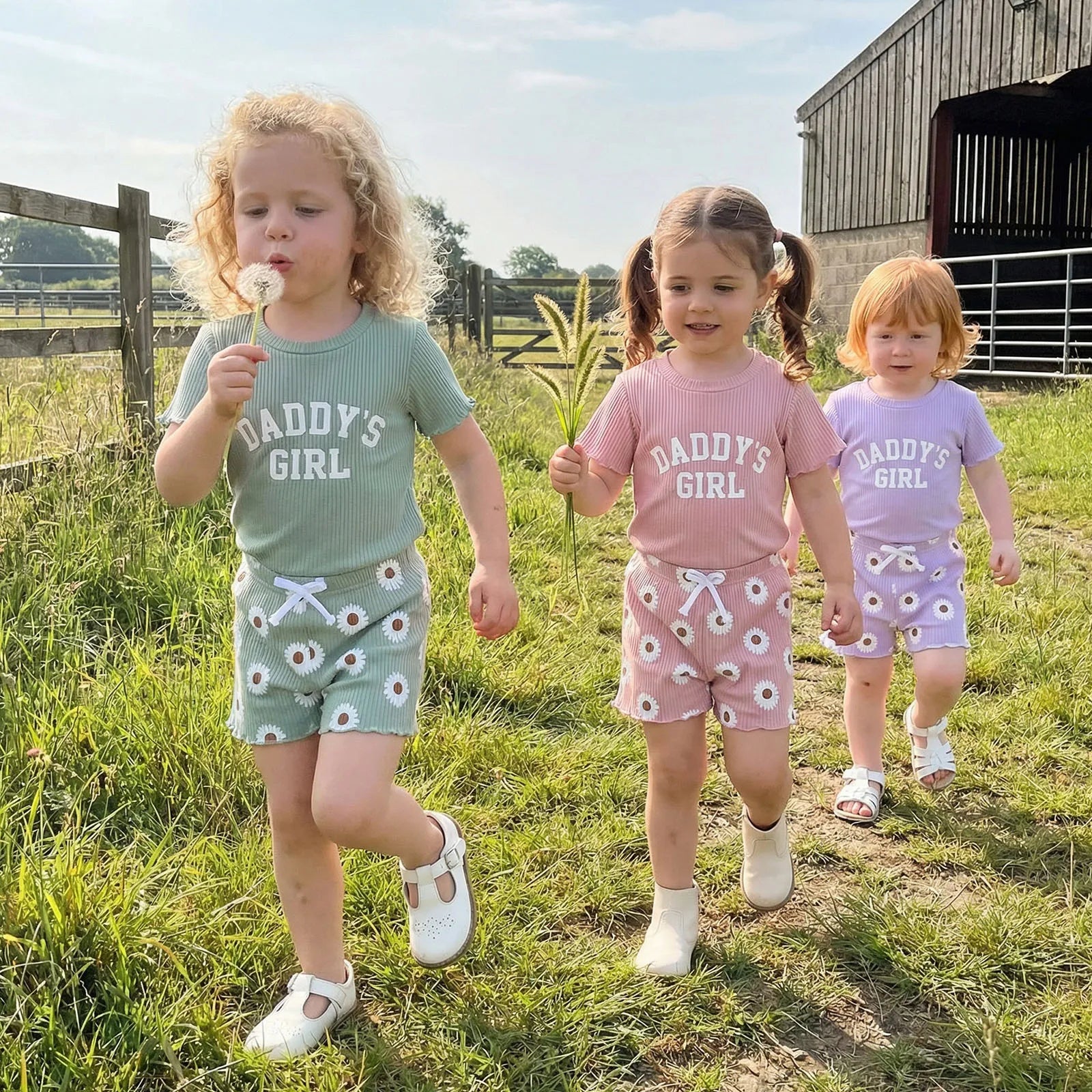 2Pcs Toddler Baby Girls Outfits Short Sleeve Crew Neck Letters Print
