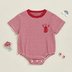 Lioraitiin Newborn Baby Girls Romper Lobster Stripe Pattern Short