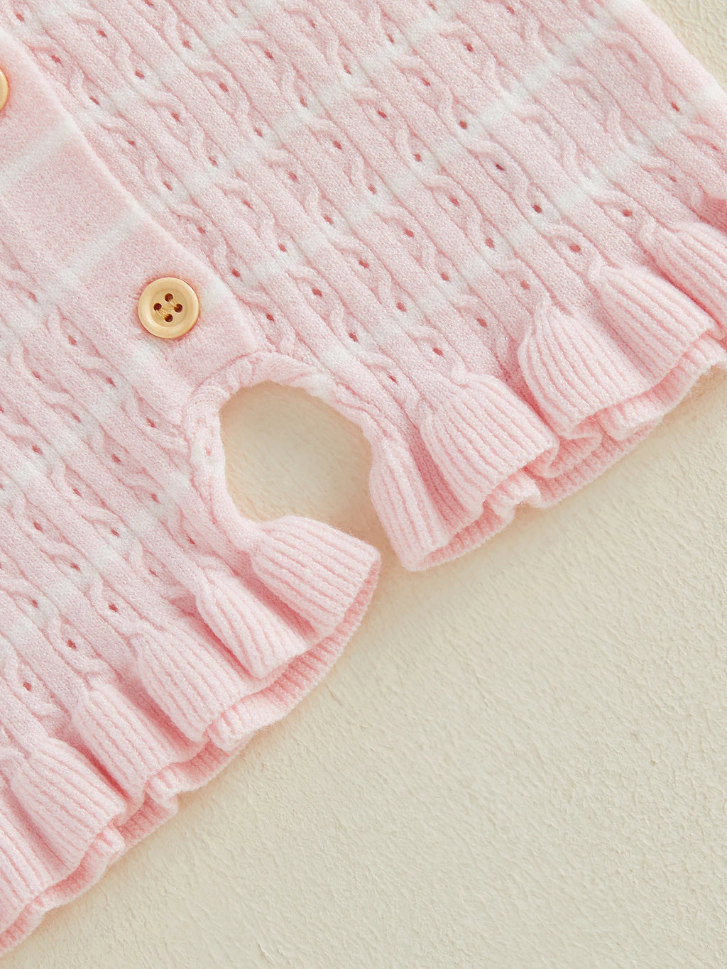 Lioraitiin Newborn Baby Girl Knit Romper Ruffle Trim Short Sleeve
