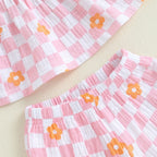 Lioraitiin Toddler Girl Outfits Plaid/Dot Print Spaghetti Strap Tank