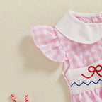 Lioraitiin Newborn Baby Girl 4th of July Romper Ruffle Sleeveless