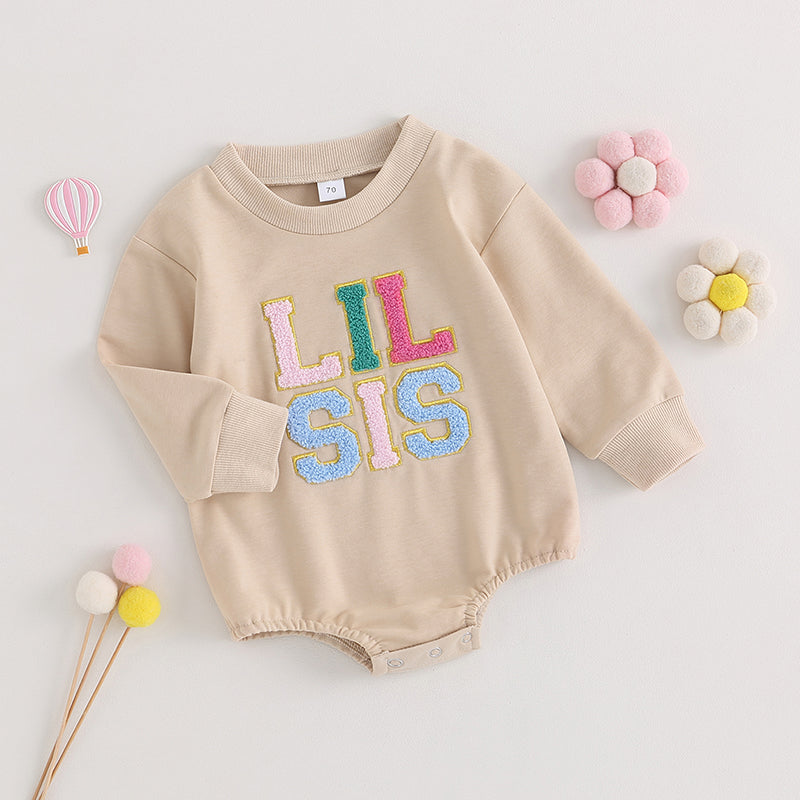 Lioraitiin 0-18M Infant Girl Sweatshirts Bodysuit Letter Embroidery