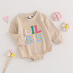 Lioraitiin 0-18M Infant Girl Sweatshirts Bodysuit Letter Embroidery