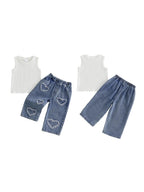 Lioraitiin 2Pcs Toddler Girls Outfits Sleeveless Crew Neck Solid