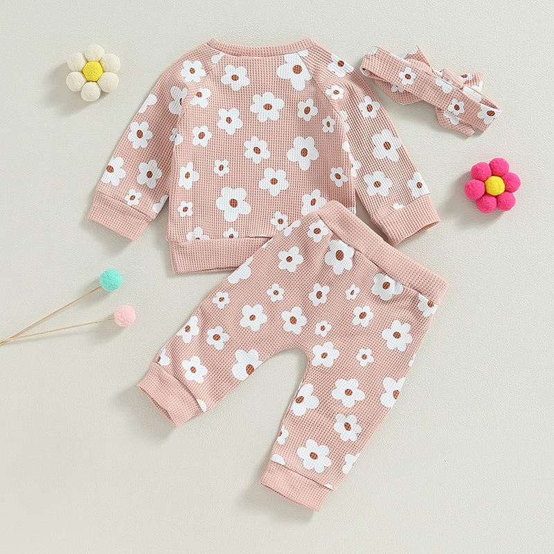 Lioraitiin Infant Baby Girl 2Pcs Set Flower Print Long Sleeve