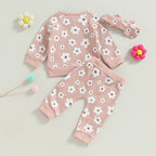 Lioraitiin Infant Baby Girl 2Pcs Set Flower Print Long Sleeve