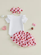 Lioraitiin Baby Girls Shorts Set Short Sleeve Letters Print Romper