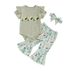 Lioraitiin Baby Girl Outfit Animal Embroidered Striped Crew Neck