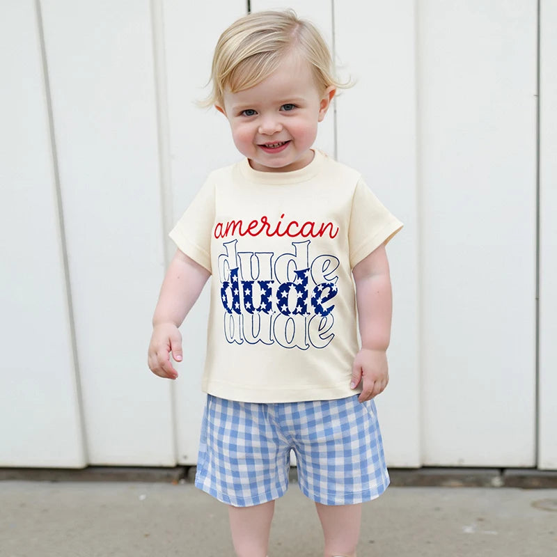 Lioraitiin Toddler Baby Boys Patriotic 4th of July Outfit Letter
