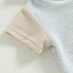 Lioraitiin Toddler Baby 2Pcs Outfits Short Sleeve Waffle Knit Pocket