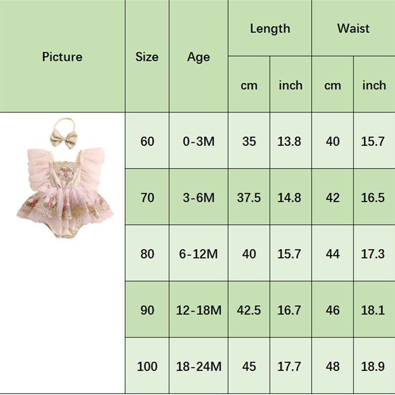 Lioraitiin 0-24M Newborn Girl Outfit Embroidery Flower Fly Sleeve