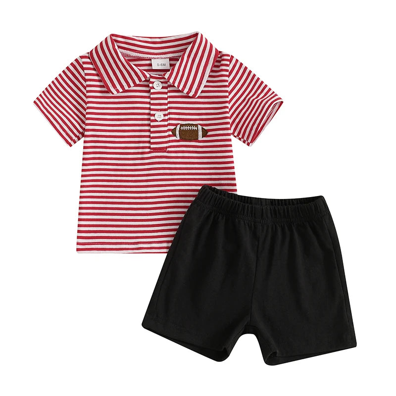 Lioraitiin Toddler Baby Boy Short Sleeve Football Embroidery T-Shirt