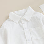 Lioraitiin 0-24M Newborn Baby Boy Cotton Linen Shirt Romper Solid